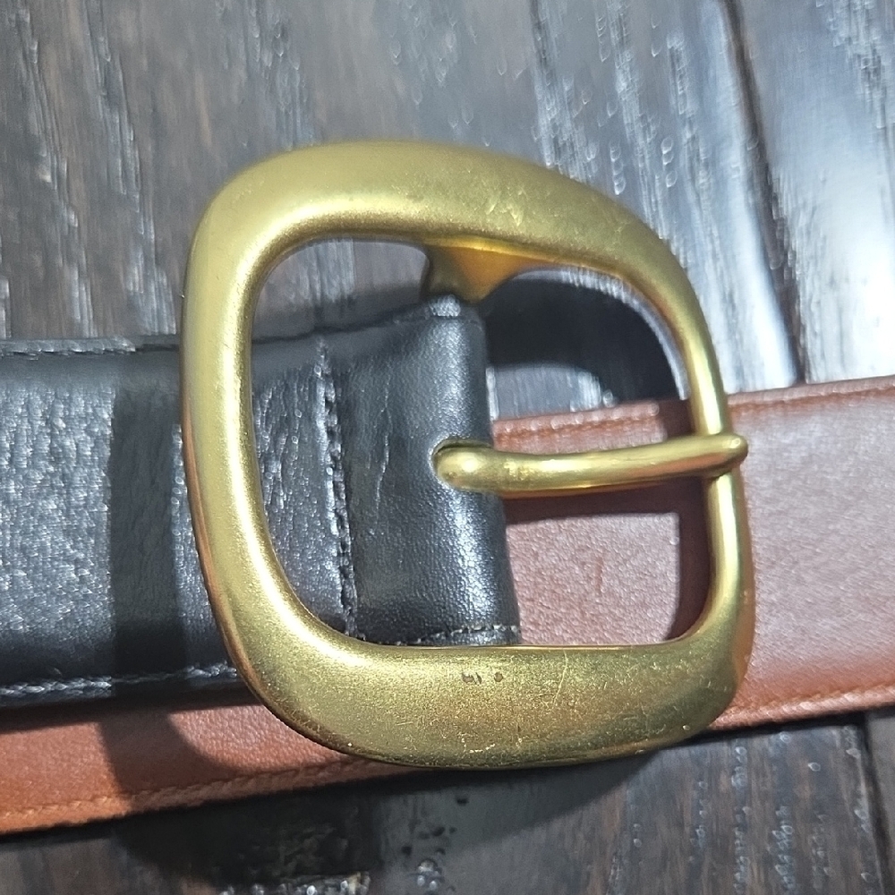 Vintage Coach Black 1½inch Leather Belt with Gold-Tone Square Buckle Large 3918 - Picture 3 of 10